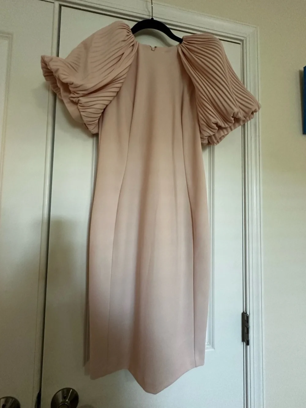 Calvin Klein Pleated Puff-Sleeve Midi Dress - Picture 2 of 11